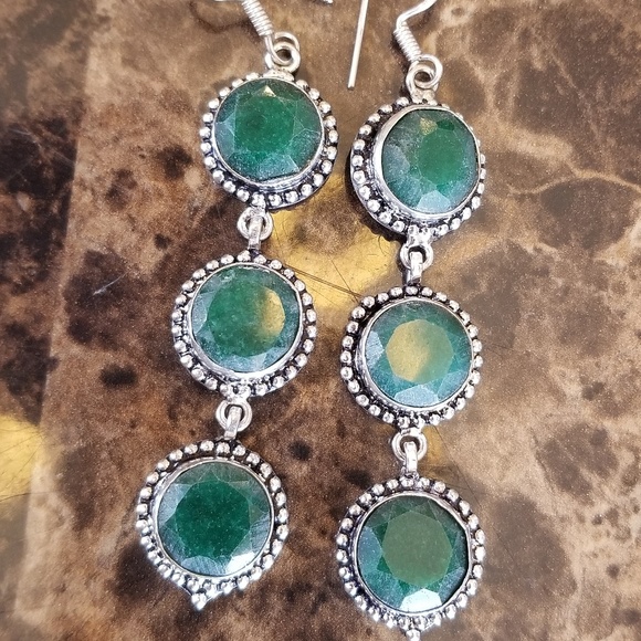 Genuine Natural Emerald Earrings